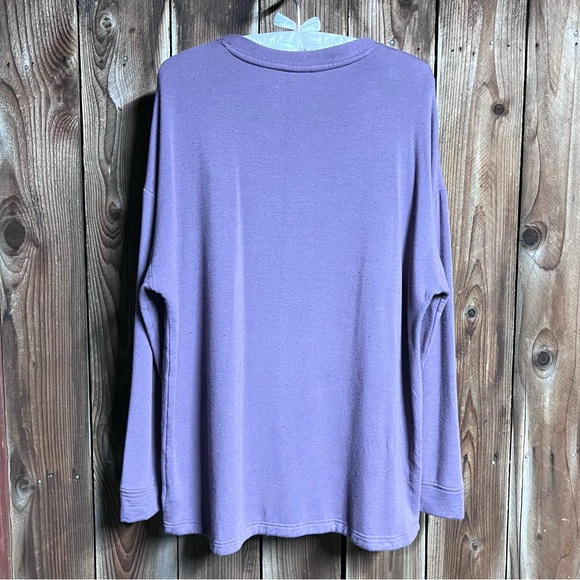 Three Dots Purple Speckled Fuzzy Cozy Comfy Loungewear Pullover Sweatshirt Sz M - Picture 6 of 8